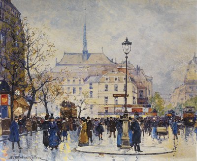 Parijse Straatscène door Eugene Galien Laloue